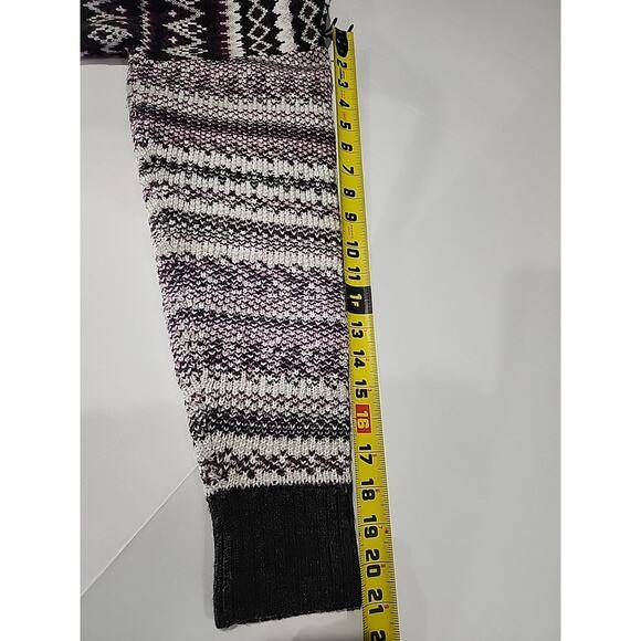 Cleo + Wolf Fair Isle Sweater Womens Small Cropped Gray Purple White Wool Blend - Picture 11 of 11